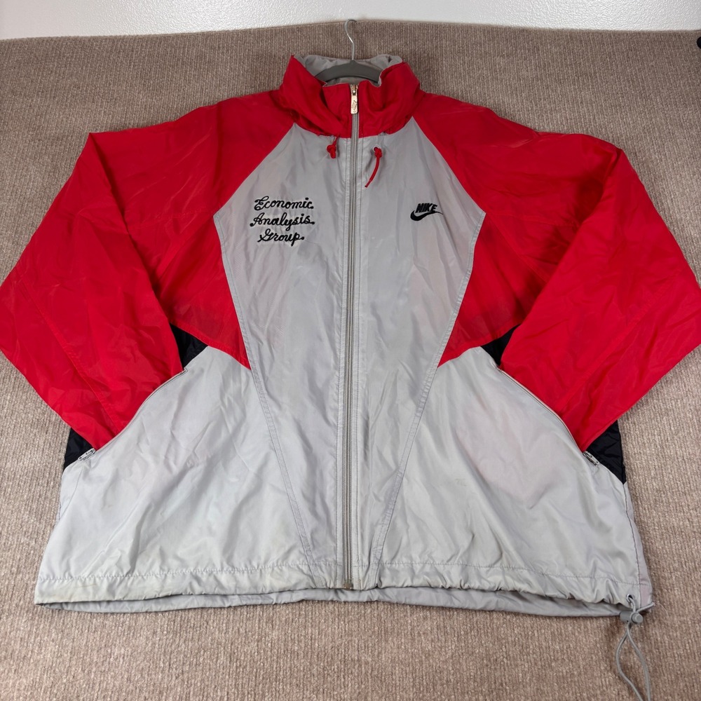 VTG 90s Nike Red Colorblock Lightweight‎ Nylon Windbreaker Men's Size XL